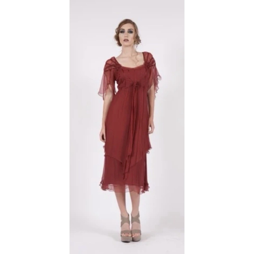Nataya Othelia Dress sz.S Lace up Corset Wine Victorian Romantic Whimsigoth